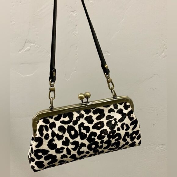 Handmade Real hair-on-horsehide Leopard printed Clutch/Evening bag & 2 Straps - Picture 11 of 16